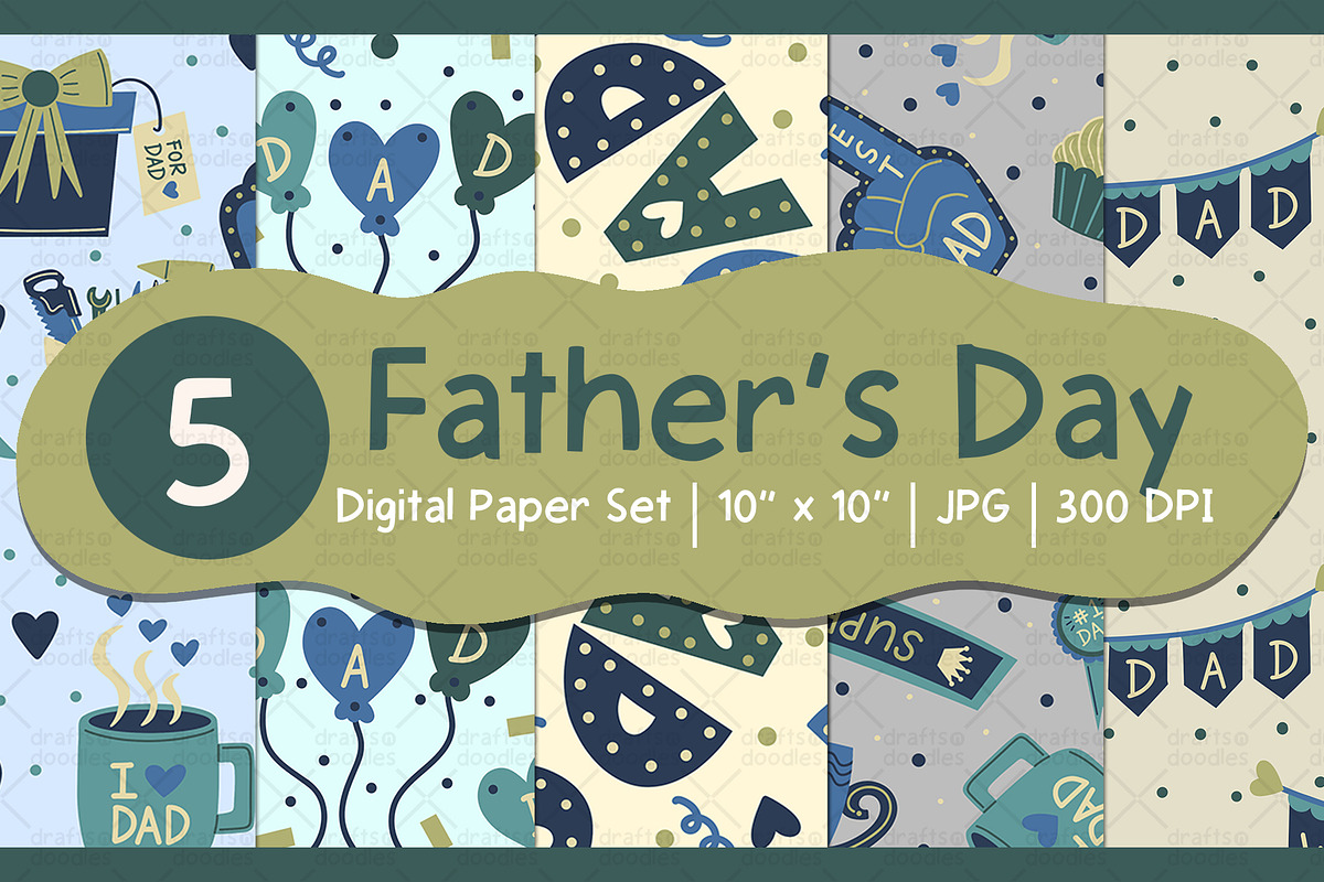 Father's Day Digital Paper Set, a Pattern Graphic by Drafts n Doodles (Photo 1 of 3)