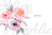 Pink Florals, Roses, Bouquets, an Illustration by Feather Grace Designs (Thumbnail 3 of 11)