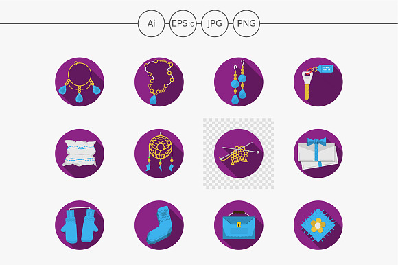 Handmade Gifts Purple Icons. Set 2