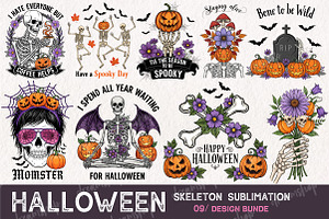 Skeleton Halloween Sublimation Bundl, an Illustration by CreationArt
