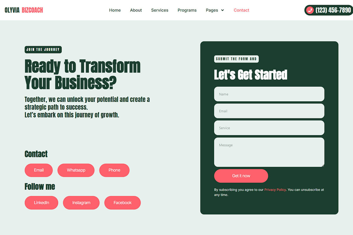 Business Coach Elementor Olyvia, a WordPress Template by OKThemes Studio (Photo 25 of 26)