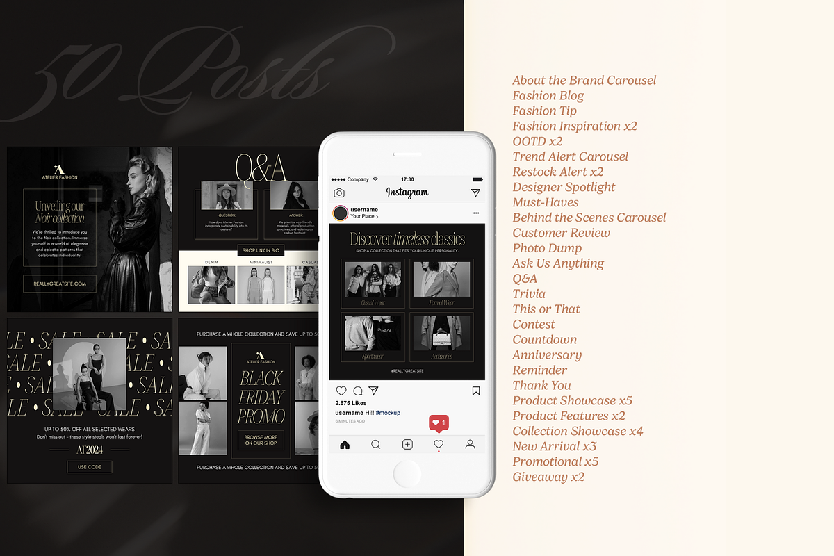 50 Fashion Instagram Posts, a Social Media Template by Creatif Foundry (Photo 5 of 7)