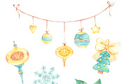 Christmas Watercolor Clipart, a Decorative Illustration by Natalya_Mona_Art (Thumbnail 5 of 8)