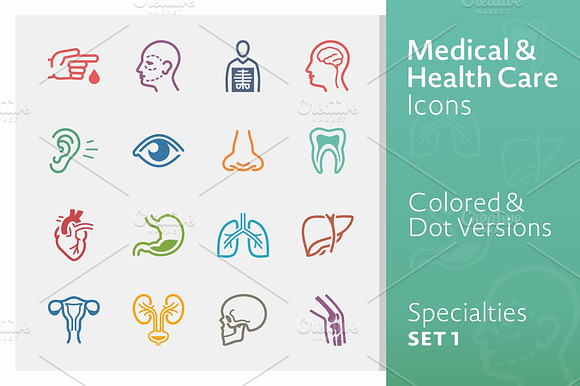 Colored Medical Specialties Icons 1