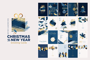 Set Of Christmas And New Year Cards