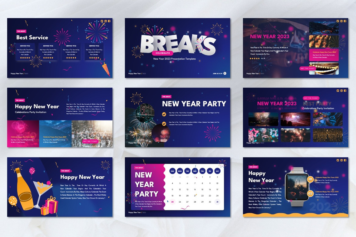 Celebrate - New Year 2023 Powerpoint, a Presentation Template by Dhabee (Photo 4 of 8)