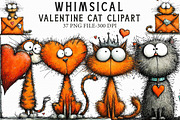 Whimsical Valentine Cat Clipart, an Illustration by Libby Wishes (Thumbnail 1 of 7)