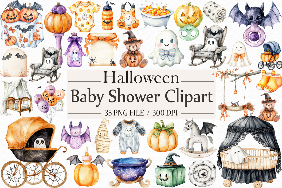 Halloween Baby Shower Clipart, an Illustration by Libby Wishes (Photo 1 of 7)