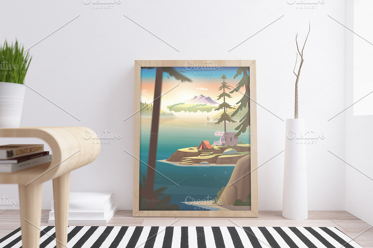 Summer mountain lake landscape, a Wallpaper Graphic by VectorVision (Photo 4 of 11)