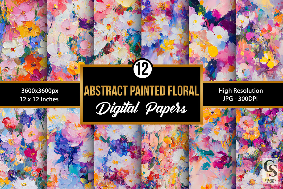 Abstract Painted Flowers Pattern, a Pattern Graphic by Creative Store (Photo 1 of 5)