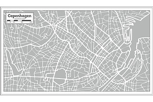 Copenhagen Map In Retro Style.