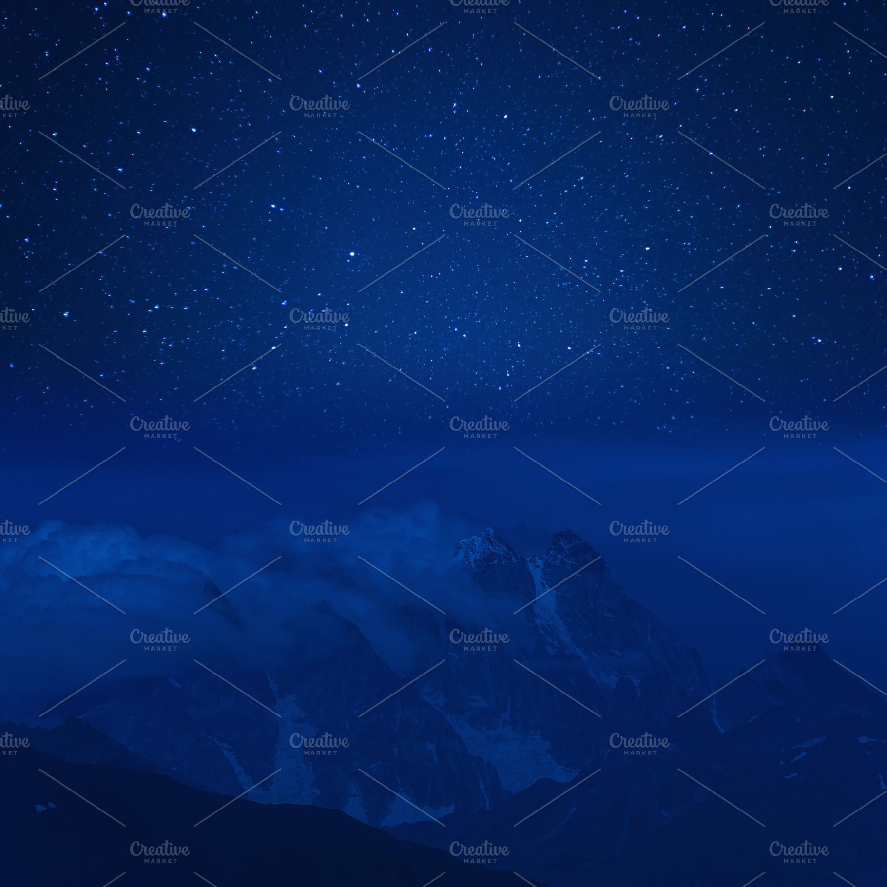 Night mountains and stars in sky containing landscape, mountain, and nature, a Nature Photo by firewings