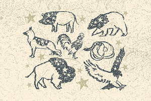 7 Hand Drawn Patriotic Animals