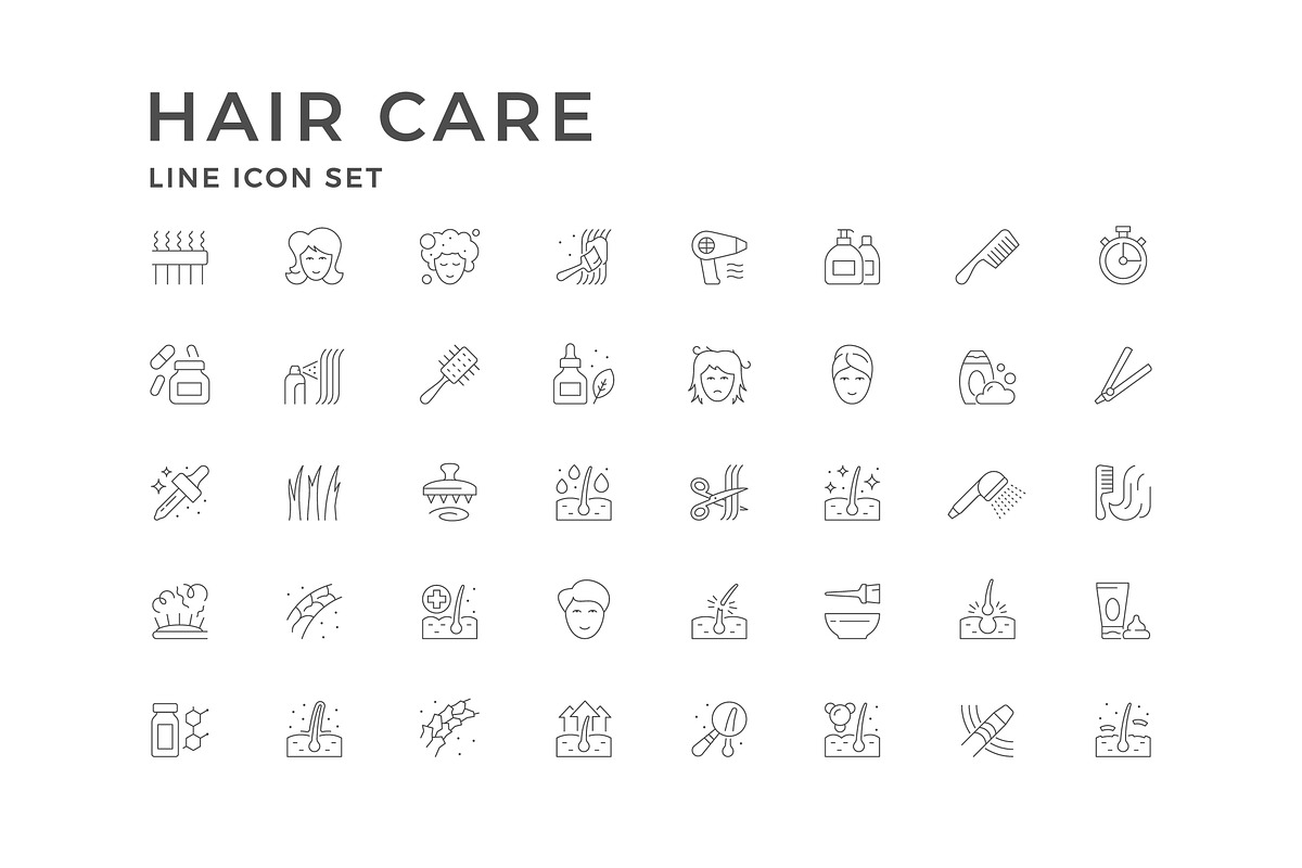 Set line icons of hair care, an Outline Icon by motorama (Photo 2 of 2)