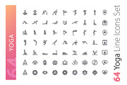 Yoga Line Icons Set, an Outline Icon by Voysla's Shop (Thumbnail 2 of 4)