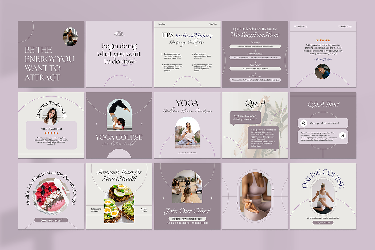 Yoga Content Canva Template, a Social Media Template by Azruca (Photo 3 of 10)