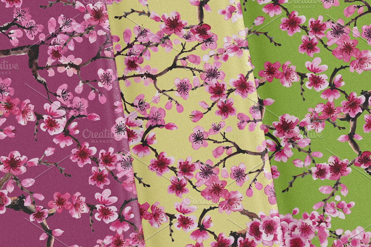 Sakura Branches (Seamless Patterns), a Pattern Graphic by Sveta Aho (Photo 4 of 6)