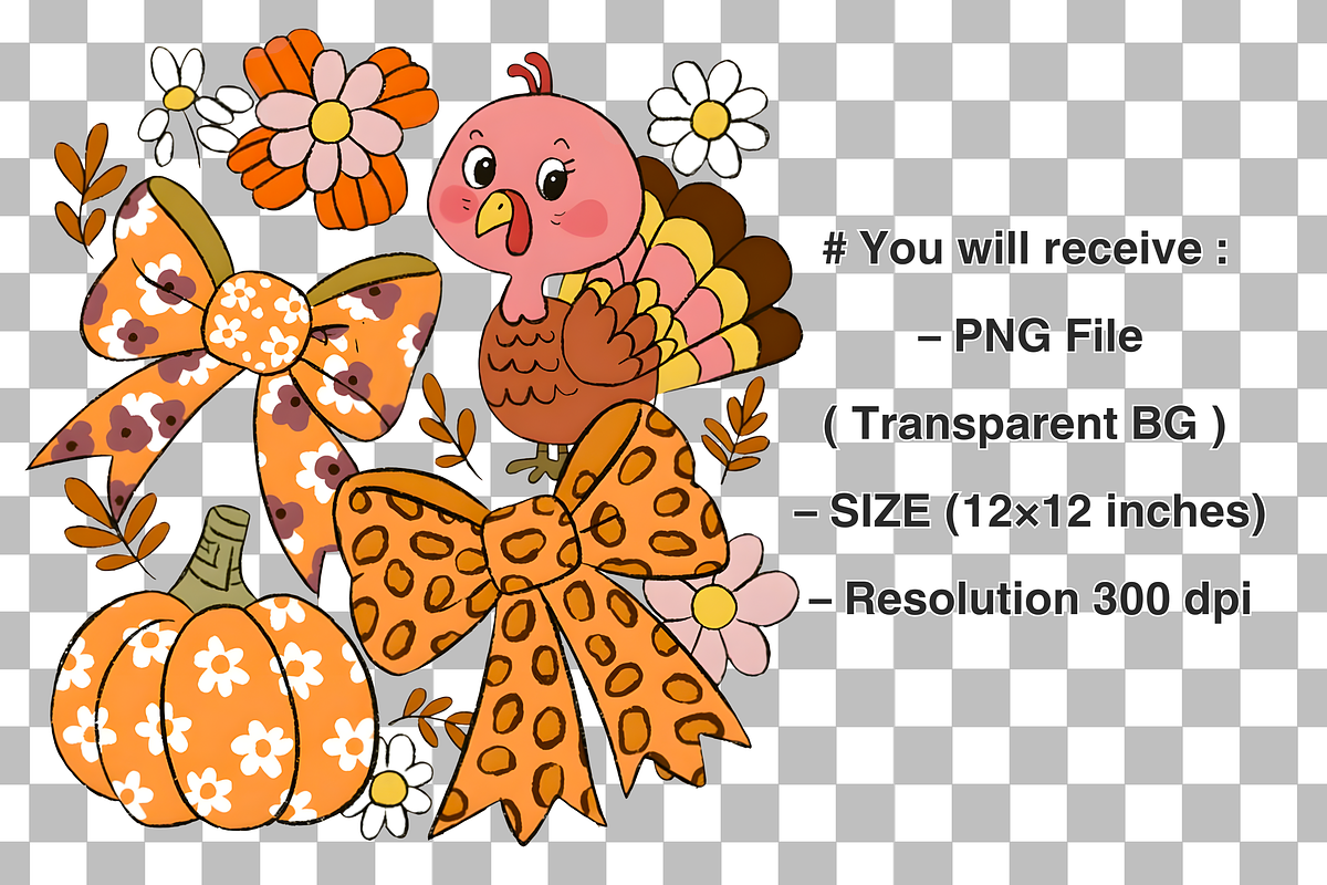 Fall Turkey Coquette Png, a Graphic by Clipart Bloom (Photo 2 of 2)