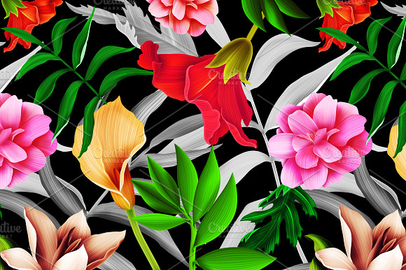Tropical pattern. Jungle flowers preview 2