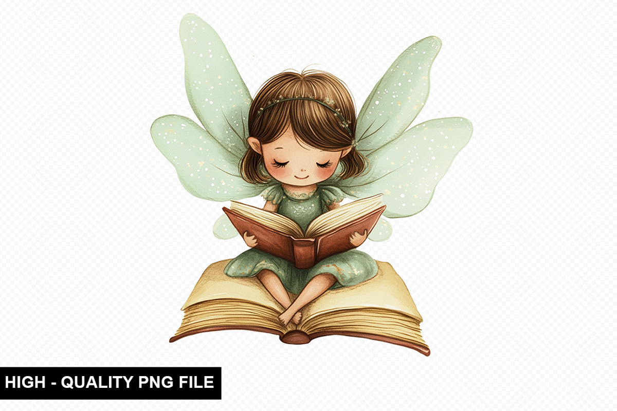 Fairy Whimsical Reading Clipart Bund, an Illustration by crative8112 (Photo 9 of 10)