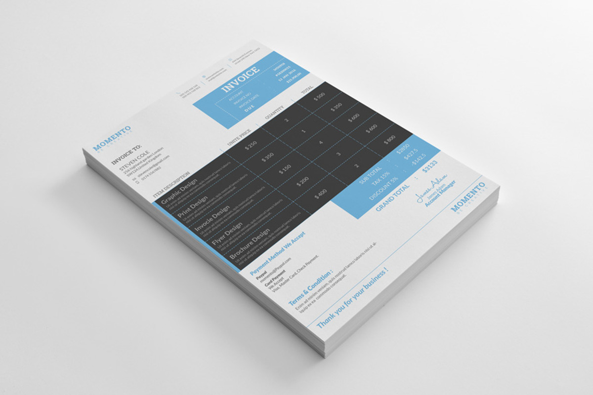 Invoice, a Stationery Template by Momentostudio (Photo 3 of 6)
