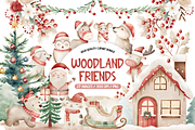 Woodland Friends Christmas Clipart, an Illustration by TatiMockup (Thumbnail 1 of 5)