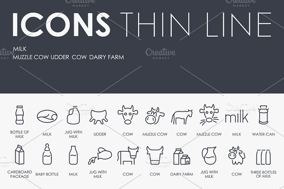 Milk Thinline Icons