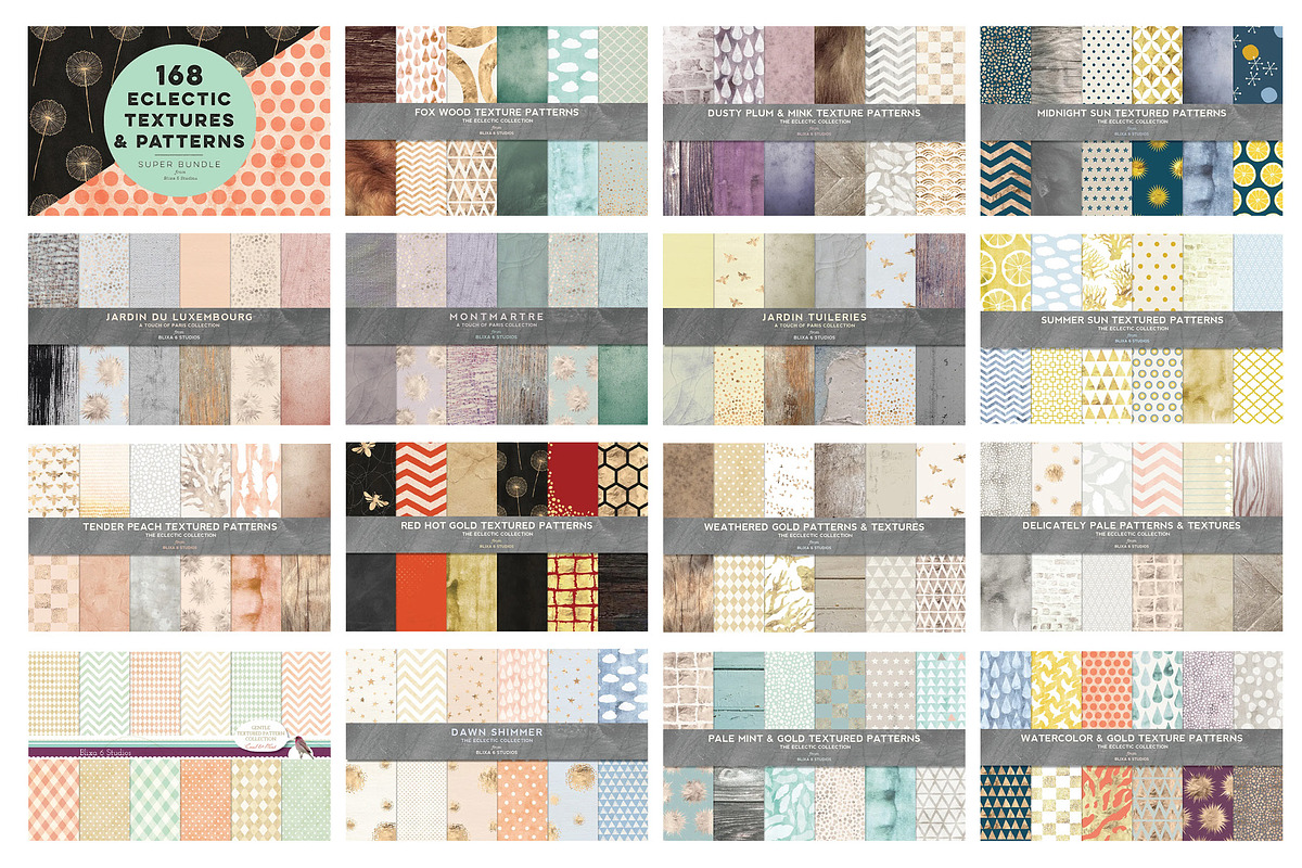 168 Eclectic Textures & Patterns, a Pattern Graphic by Blixa 6 Studios (Photo 2 of 8)