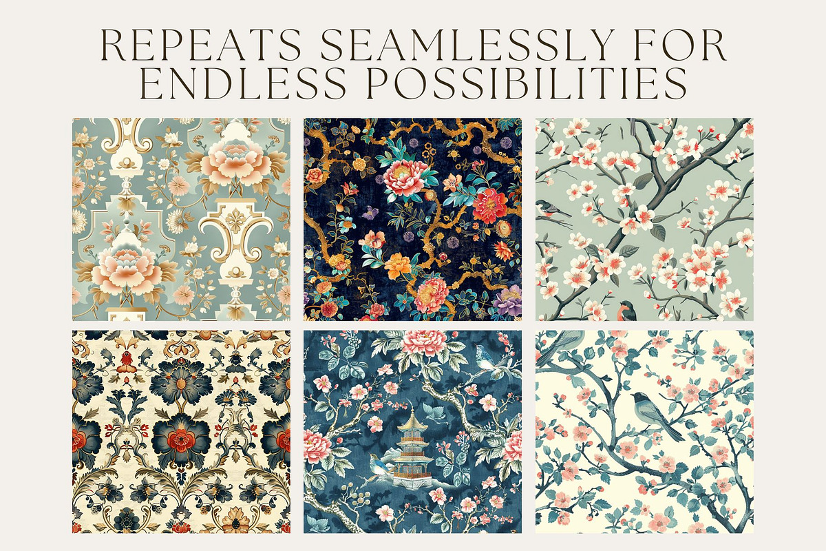 10 Chinoiserie Chic Seamless Pattern, a Pattern Graphic by Inknfolly (Photo 2 of 7)