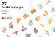 Food & Beverages Icons Set - Flat, an Icon by Kmg Design (Thumbnail 1 of 2)