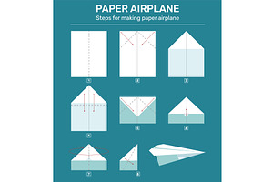 Paper airplane assembly scheme, an Object Illustration by YummyBuum