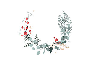 Floral Christmas wreath frame with, an Object Illustration by Toltemara