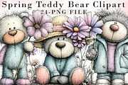 Whimsical Spring Teddy Bear Clipart, an Illustration by Libby Wishes (Thumbnail 1 of 8)