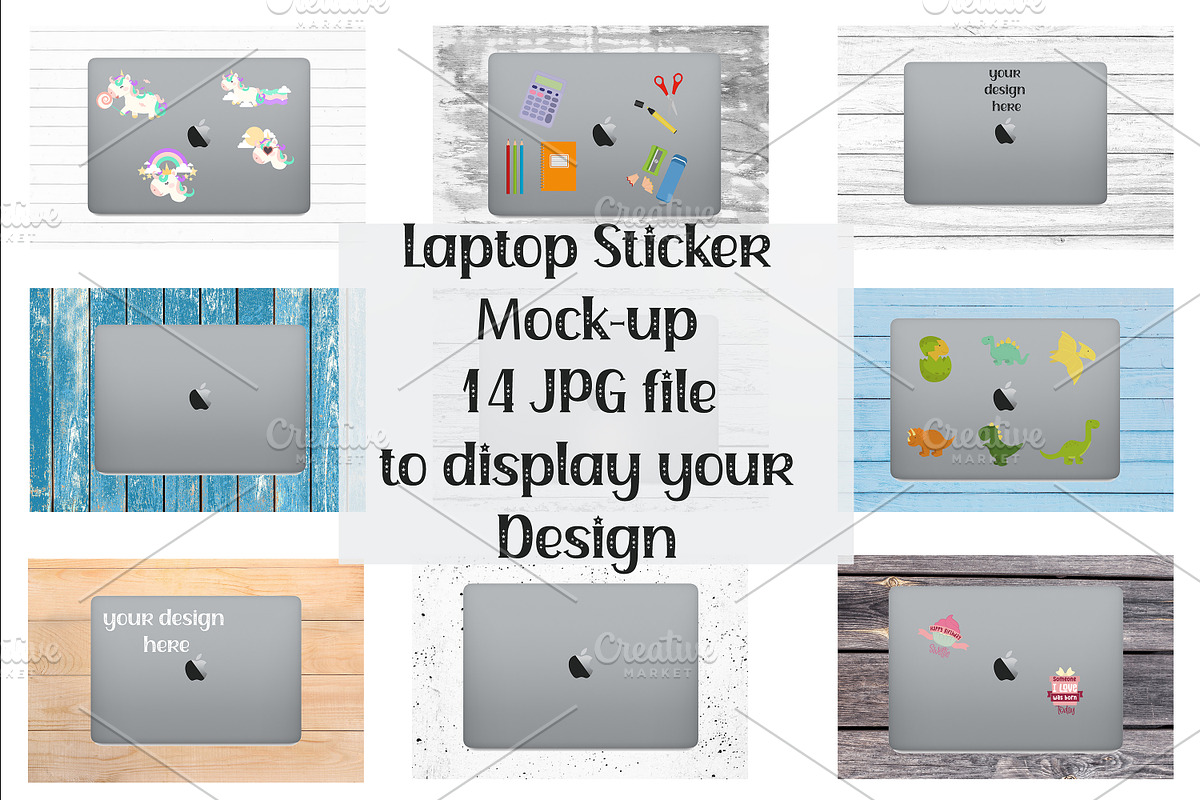 Laptop mockup bundle for Stickers, a Technology Photo by VetalStock (Photo 1 of 6)