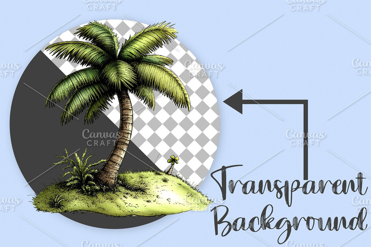 Whimsical Summer Palm Tree Clipart, an Illustration by Canvas Craft (Photo 2 of 7)