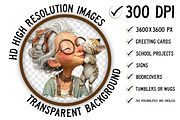 Whimsical Grandma with Kittens PNG, an Illustration by Craft Nest (Thumbnail 3 of 9)