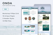 Onda - Surf School PSD Template, a Websites & App Template by Creative Joana (Thumbnail 1 of 10)