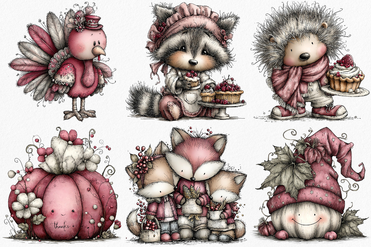 Whimsical Thanksgiving Clipart, an Illustration by Canvas Craft (Photo 4 of 7)