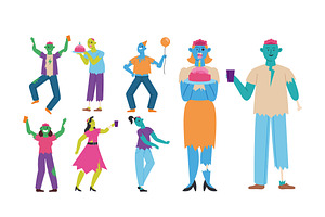 Zombie Party Illustration Set, a Templates & Theme by studiogstock