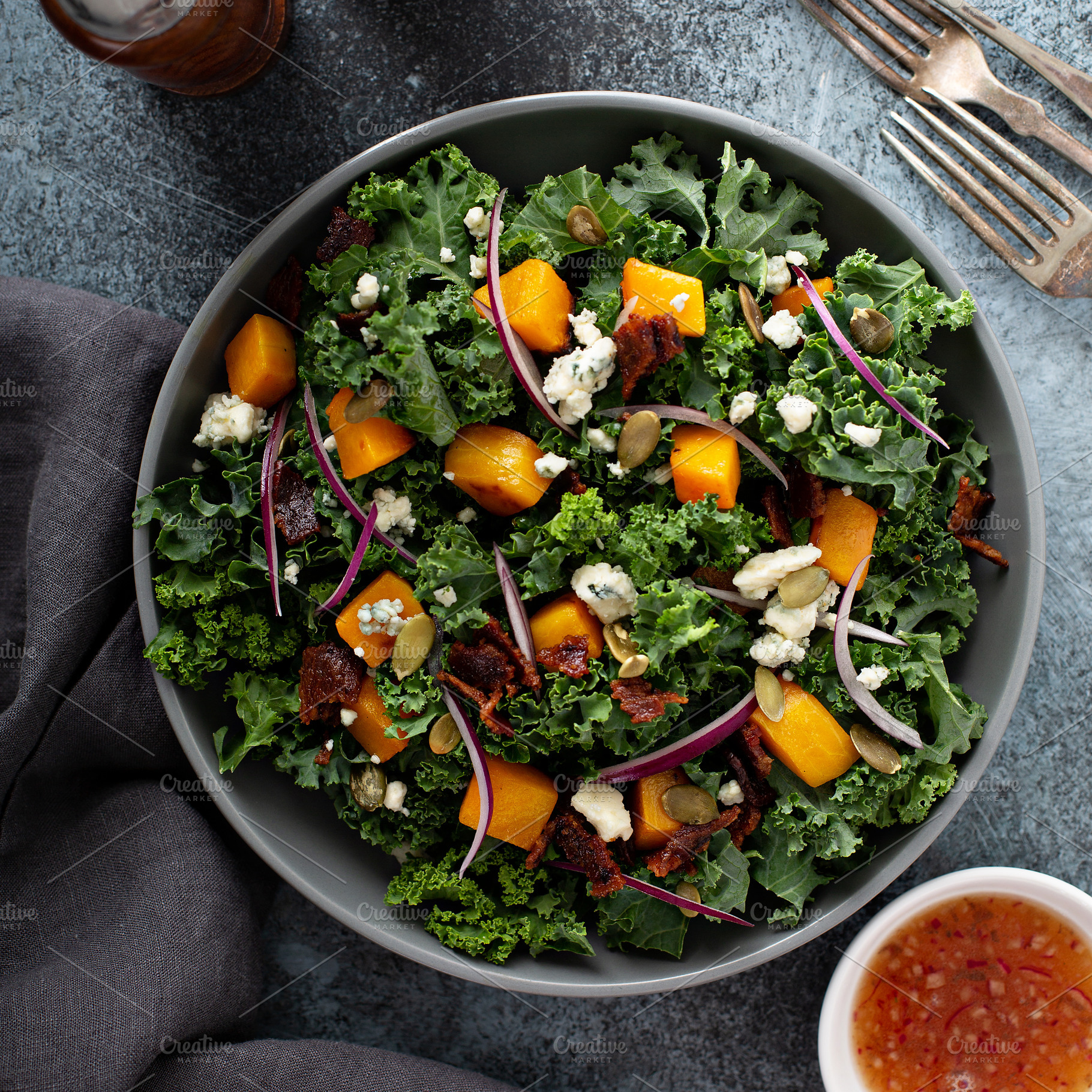 Fall salad with kale and butternut squash, a Food & Drink Photo by farwasser