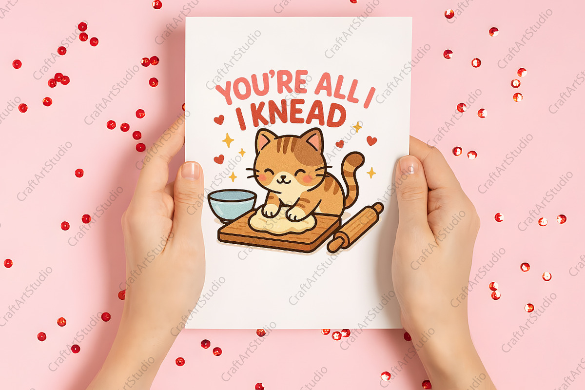 Vintage Valentine's Day Cat PNG, an Illustration by CraftArtStudio (Photo 3 of 4)