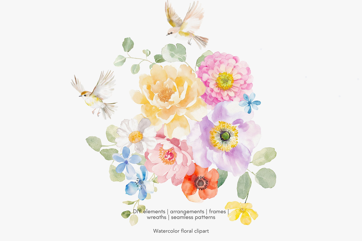 watercolor spring blossoms huge set, a Decorative Illustration by Patishop Art (Photo 8 of 20)