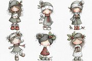 Cute Holly Girl Clipart Bundle, an Illustration by Canvas Craft (Thumbnail 4 of 7)