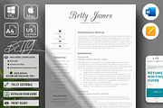Cover Letter Template + Resume, CV, a Resume Template by HIRED Design Studio (Thumbnail 1 of 11)