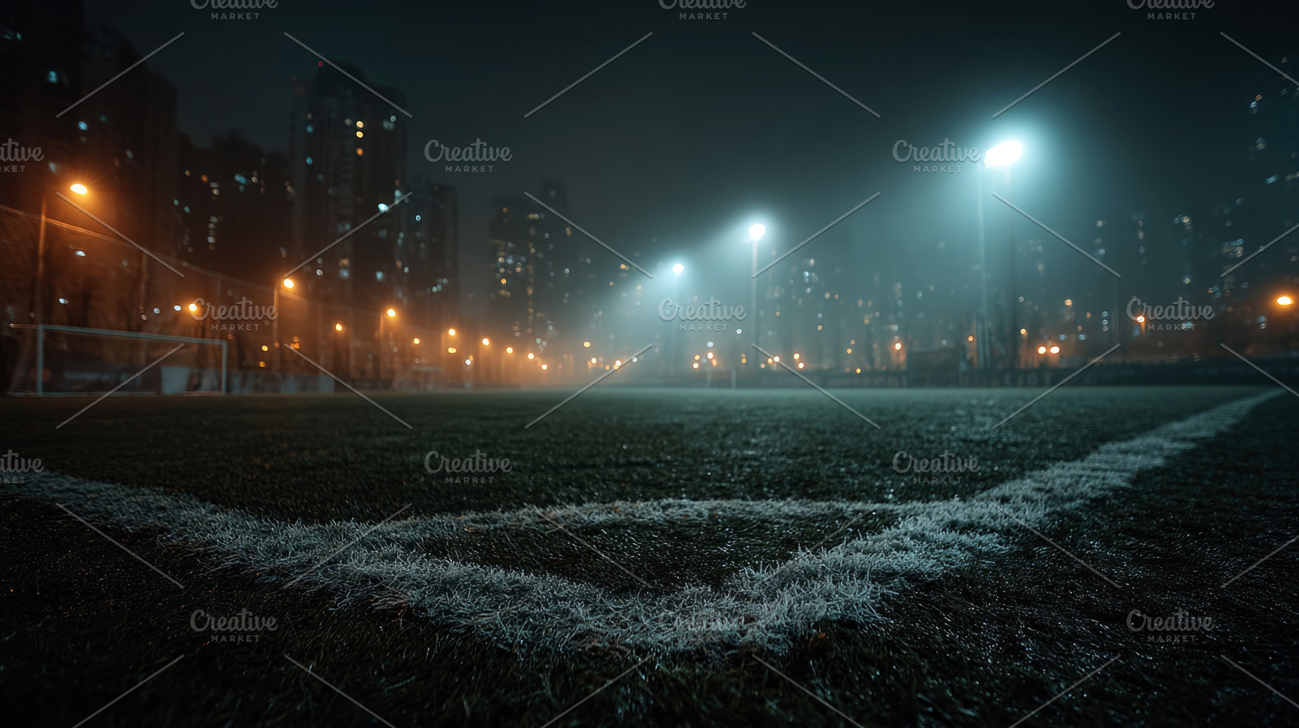 Empty Urban Soccer Field at Night with Stadium Lights, a Sports & Recreation Photo by José Manuel Gelpi