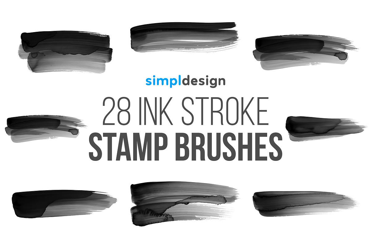 28 Ink Stroke Photoshop Brushes, a Brush Add-On by SimplDesign (Photo 1 of 3)