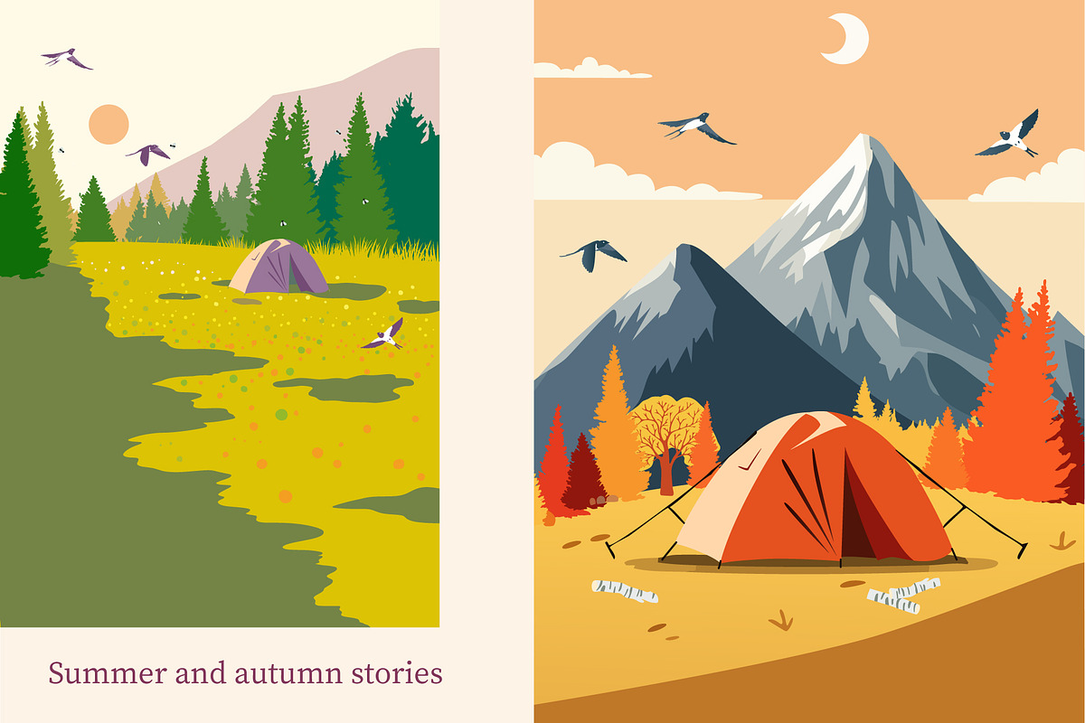 Hiking & Camping in Mountains, an Illustration by Olga Bonitas (Photo 6 of 8)