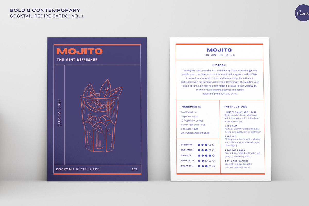 Cocktail Recipe Cards Template, a Marketing Template by Va Bene Studio (Photo 8 of 10)