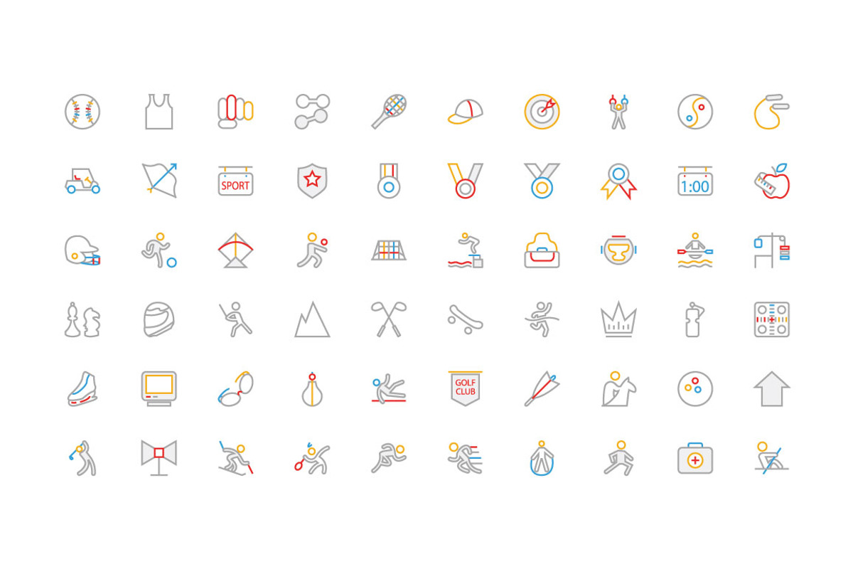 200 Sports Colored Line Icons preview 3