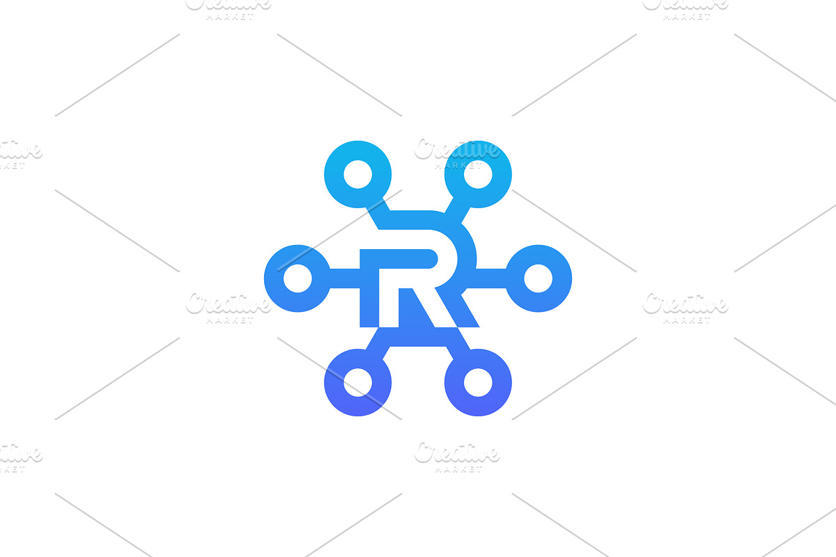 letter R network link digital logo, a Branding & Logo Template by Rasagama Studio